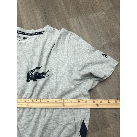 Lacoste Sport Mens Heather Gray Short Sleeve Crocodile Logo T-Shirt Size 3XL - Picture 6 of 7
